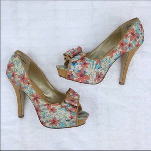 MADDEN GIRL Luckkie Floral Open Toe Heels Size 7